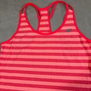 New Balance Coral and Red Striped Tank Top